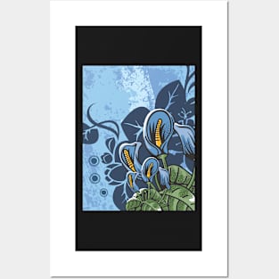 Blue Floral Design Posters and Art